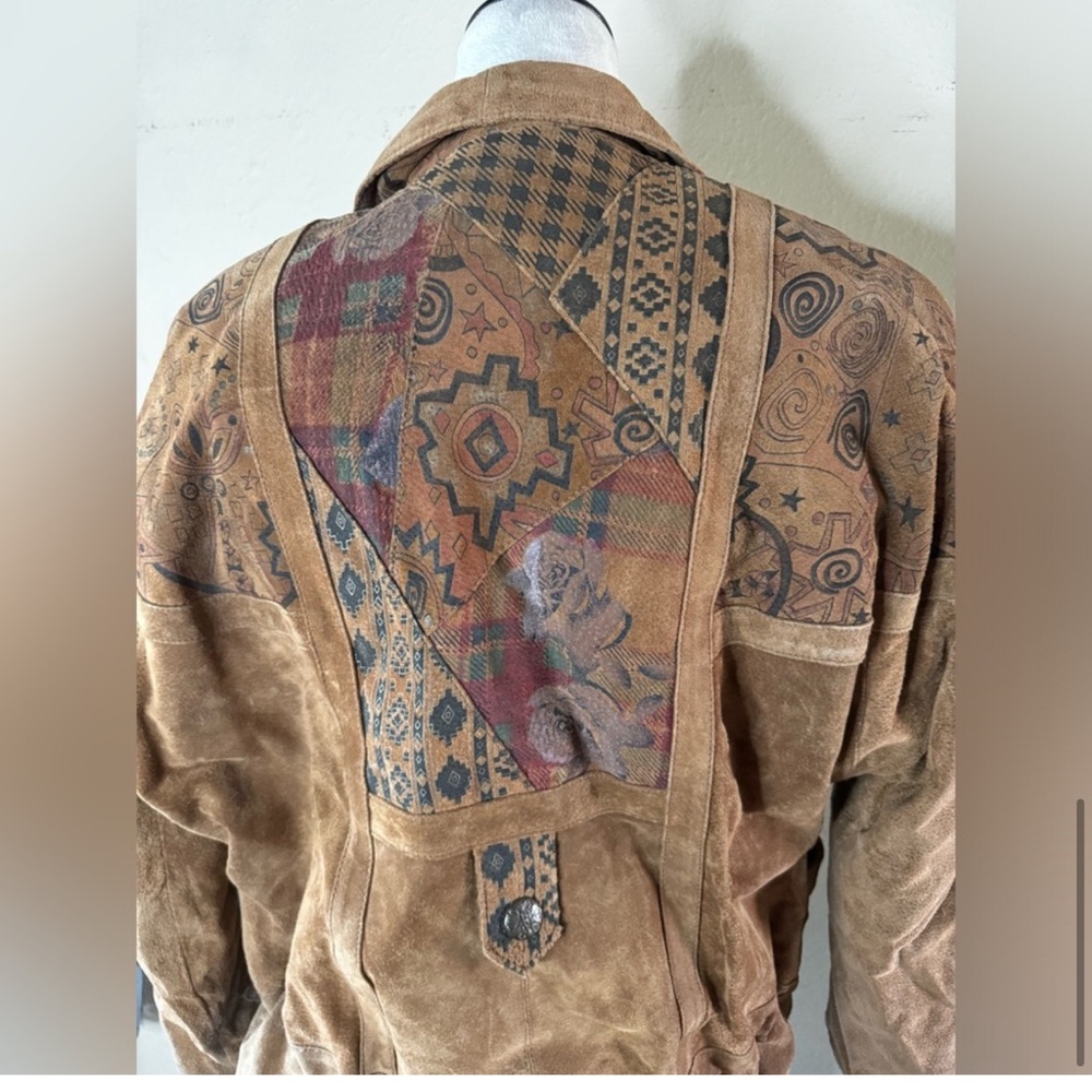Brown Patterned Bomber Jacket - image 11